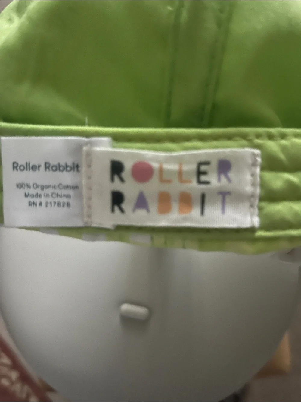 Roller Rabbit Remi Lime Green & White Gingham Cap